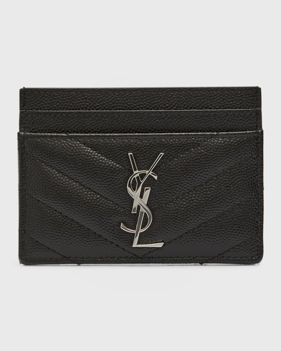 YSL Monogram Card Case in Grained Leather